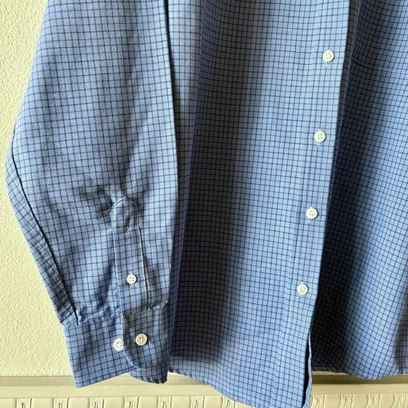 Cabin Creek Wrinkle Free Button Up Shirt Women's 14 Tall Blue Plaid Long Sleeve - Picture 5 of 7